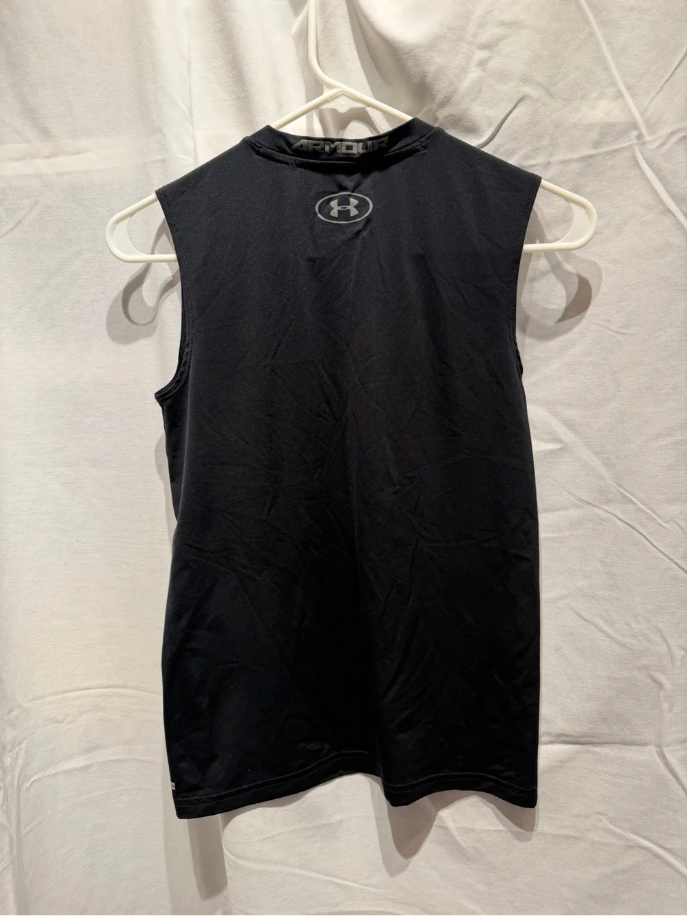 Under Armour Black Sleeveless Training Tank with Gray Logo, Youth Large